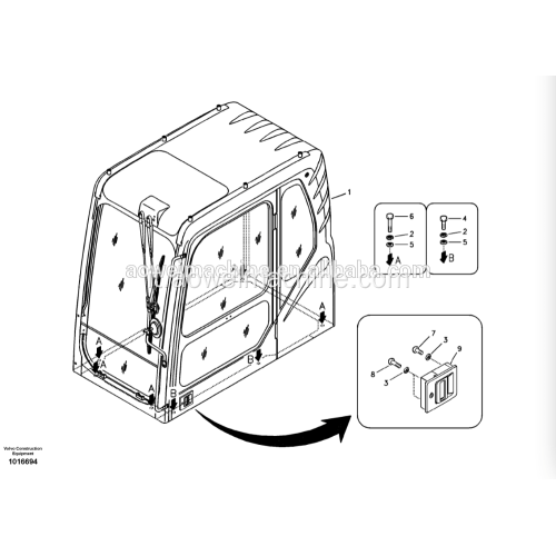 Cabina di guida per escavatore Volvo EC210 EC210CEC210B VOE 14530000 VOE 14522045